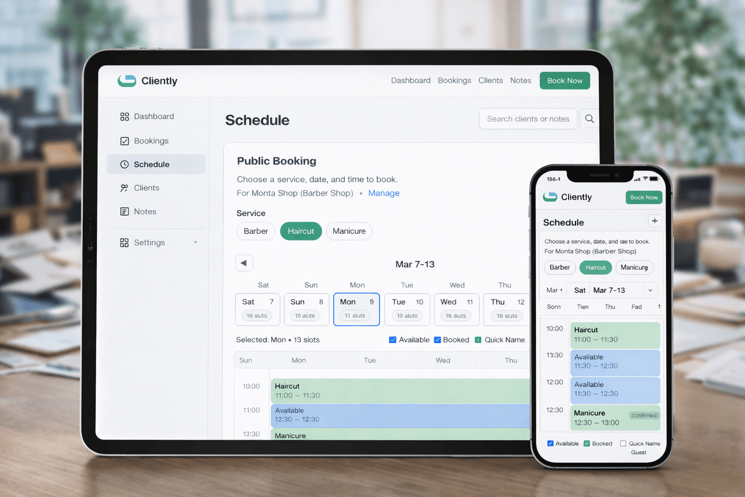 Professionals at work: barber, stylist, trainer, and spa scenes